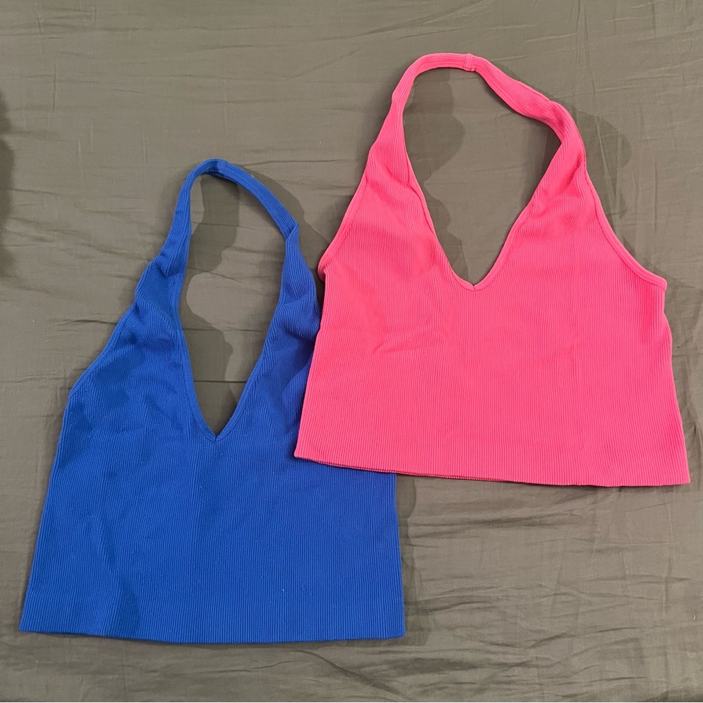 Stylish Pink and Blue Women's Halter Tops